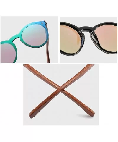 Mens Wood Sunglasses Mirror Women Sun Glasses Round One Pieces Lens Eyewear 2019 - Brown - C218IL7IDDM $13.95 Round