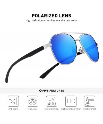 Polarized Sunglasses for Men - Fishing Sunglasses Metal Frame UV 400 Protection with TR Legs - Silver&blue - C318A36XXWM $26....