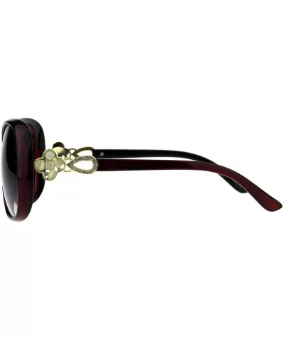 Womens Square Frame Sunglasses Classy Elegant Rhinestone Design - Burgundy (Smoke) - CZ18DK3D273 $16.20 Square