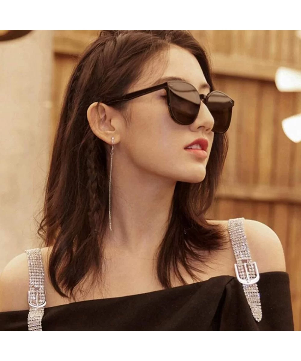 Women Luxury Flat Top Cat Eye Sunglasses Men Elegant Casual Sun Glasses Female Mirror Glasses (C) - C - C1194ZA766K $10.53 Ca...