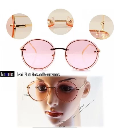 Women's Rimless Metal Tinted Flat Lens Round Sunglasses A168 - Gunmetal/ Yellowish Green - CU18D595IAI $17.43 Rimless