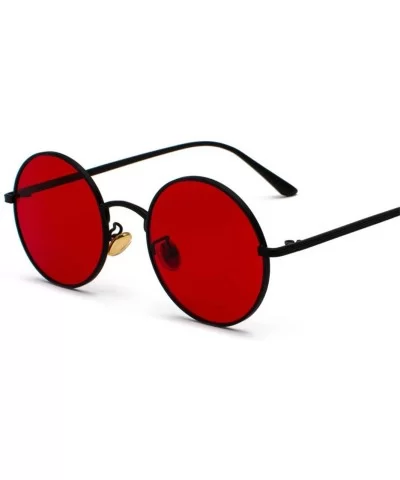 Sunglasses with Red Lenses Round Metal Frame Vintage Retro Glasses Unisex as in Photo Gold with Blue - C6194OK6N2S $42.19 Round