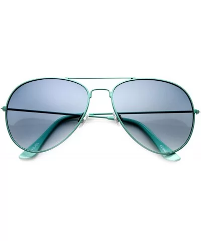 Classic Metal Tearddrop Bright Color Aviator Sunglasses w/Spring Hinges - Blue Blue - CU11YN8IR0R $13.84 Aviator