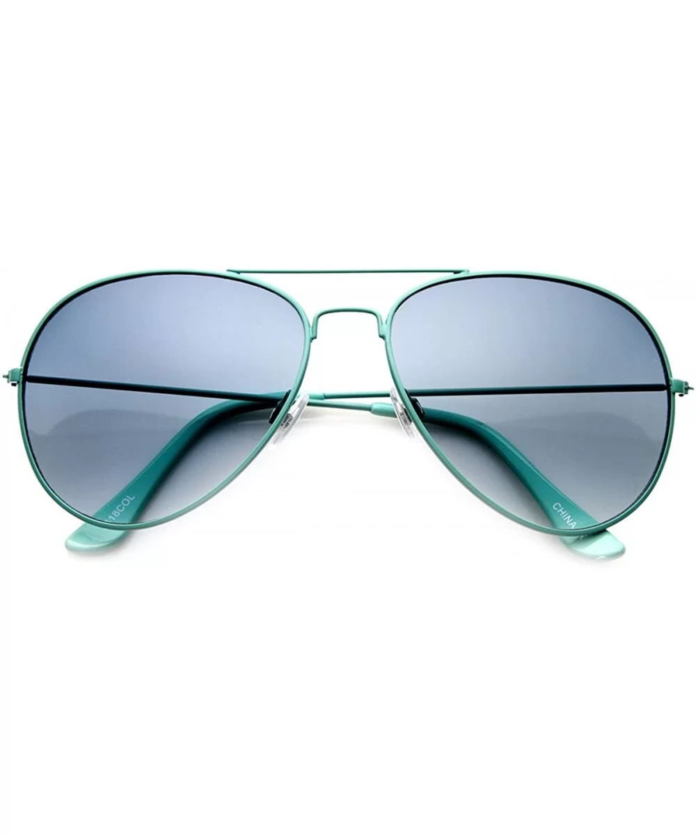 Classic Metal Tearddrop Bright Color Aviator Sunglasses w/Spring Hinges - Blue Blue - CU11YN8IR0R $13.84 Aviator