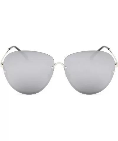 Oversized Rimless Mirrored Sunglasses for Women - B - CH182HIEGU8 $26.90 Oversized