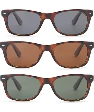 Polarized Sunglasses Men and Women 3 Pack - 3 Pairs - 55 Eye Size Tortoise Frame Mixed Lens Colors - CW11R8GAO6P $14.29 Round