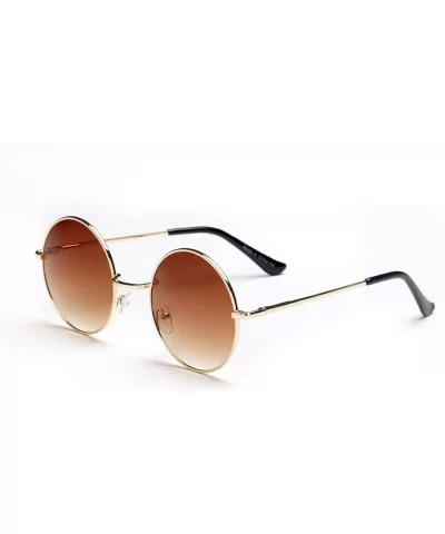 Unisex Round Fashion Sunglasses - Gold/Brown - CL18WU8X8C8 $41.50 Goggle