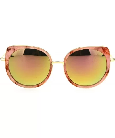 Womens Color Mirrored Lens Bat Shape Cat Eye Round Designer Funk Sunglasses - Pink Tort - CJ17Y086O8A $17.22 Round