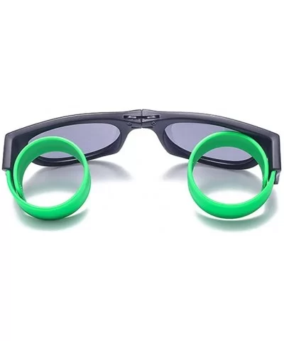 Unisex Wrist Slapping Foldable Sunglasses Unique For The Active Lifestly Lens 52mm - Green/Black - CD12LG0GF2B $16.15 Rectang...
