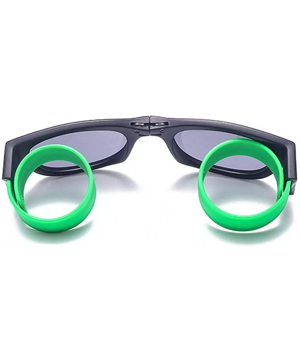 Unisex Wrist Slapping Foldable Sunglasses Unique For The Active Lifestly Lens 52mm - Green/Black - CD12LG0GF2B $16.15 Rectang...