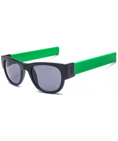 Unisex Wrist Slapping Foldable Sunglasses Unique For The Active Lifestly Lens 52mm - Green/Black - CD12LG0GF2B $16.15 Rectang...