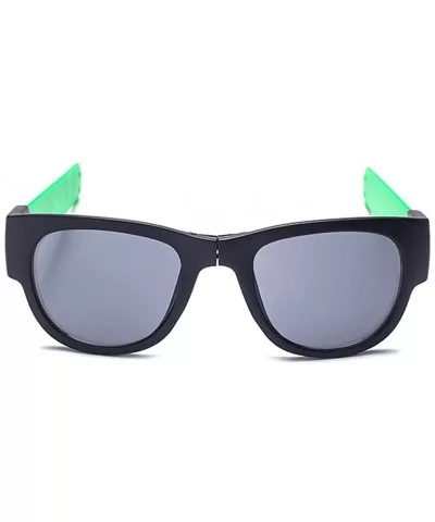 Unisex Wrist Slapping Foldable Sunglasses Unique For The Active Lifestly Lens 52mm - Green/Black - CD12LG0GF2B $16.15 Rectang...