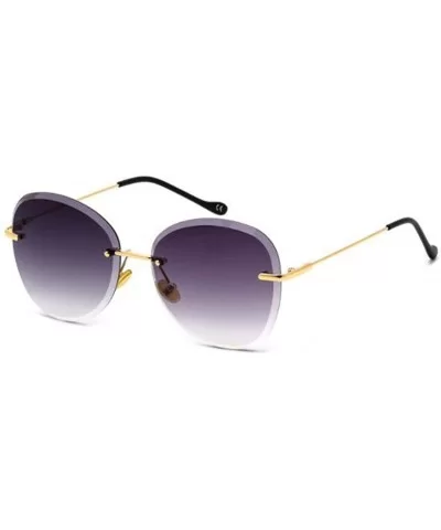 Frameless big frame trimmed sunglasses - ladies fashion 2019 new - G - CZ18S5QE4Y7 $70.56 Aviator