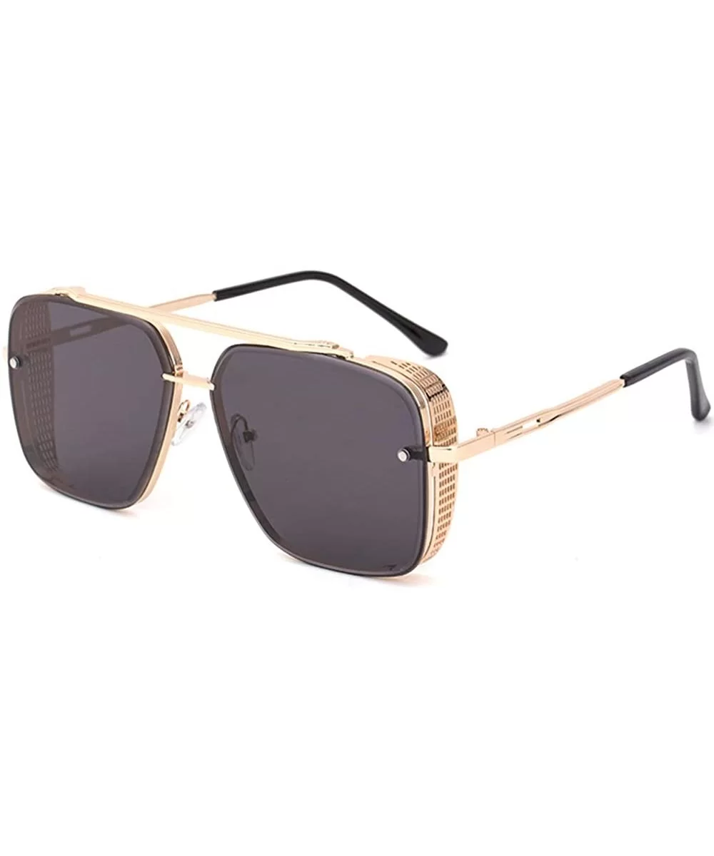 oversized retro sunglasses Steampunk shields - 1 - CG196LXL0I5 $21.65 Rimless