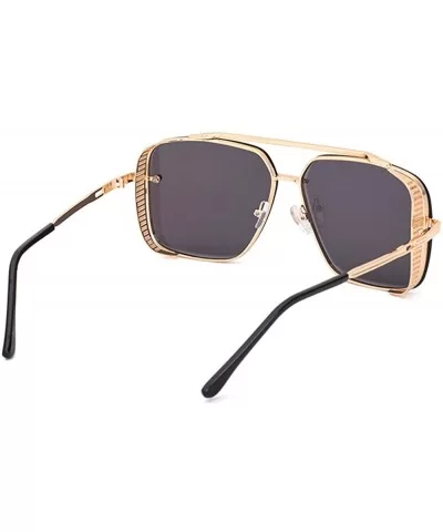 oversized retro sunglasses Steampunk shields - 1 - CG196LXL0I5 $21.65 Rimless