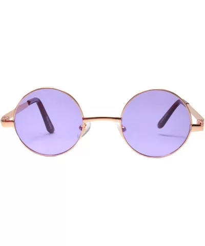 Round Retro Small Circle Tint & Mirror Colored Lens 43-55 mm Sunglasses Metal - Round_43mm_gld_purple_grd - CP189IK3IRQ $11.3...