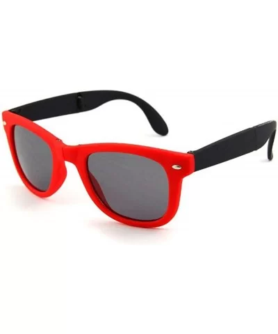 Classic Folding Cat Eye Sunglasses Fashion Women Men Driving Unisex Sun glasses - Red/Grey - CV1986QDULE $13.15 Cat Eye
