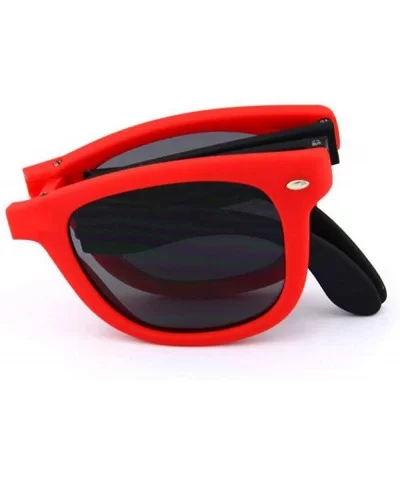 Classic Folding Cat Eye Sunglasses Fashion Women Men Driving Unisex Sun glasses - Red/Grey - CV1986QDULE $13.15 Cat Eye