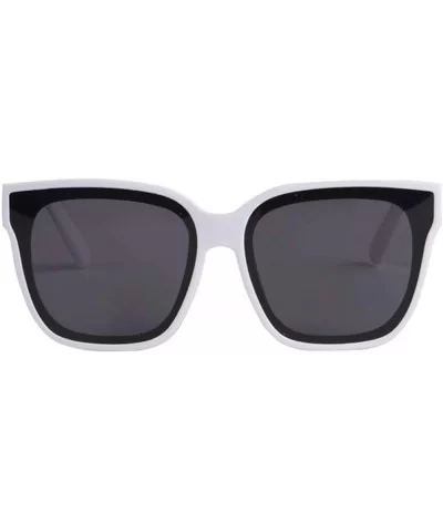 Bold Oversize Horned Rim Flat Lens Sunglasses IL1035 - White/ Black - CV18YADCAGC $17.27 Square