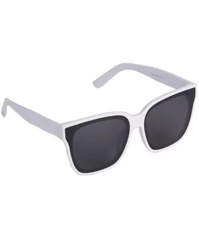 Bold Oversize Horned Rim Flat Lens Sunglasses IL1035 - White/ Black - CV18YADCAGC $17.27 Square