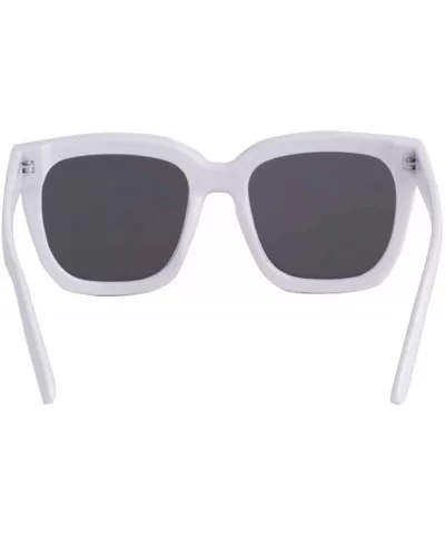 Bold Oversize Horned Rim Flat Lens Sunglasses IL1035 - White/ Black - CV18YADCAGC $17.27 Square