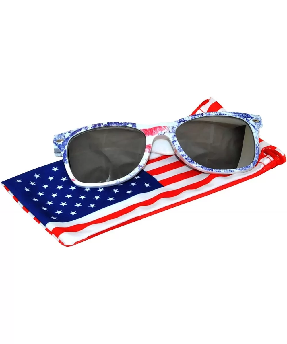 Classic American Flag Sunglasses USA Patriot Colored Lens 4th of July - Ice_frame_mirrored_lens - CG12O2W1N4K $13.08 Aviator