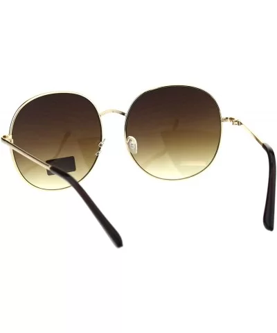 Womens Sunglasses Oversized Round Thin Metal Frame UV 400 - Gold (Brown) - CE18IS2HNQ3 $14.98 Round