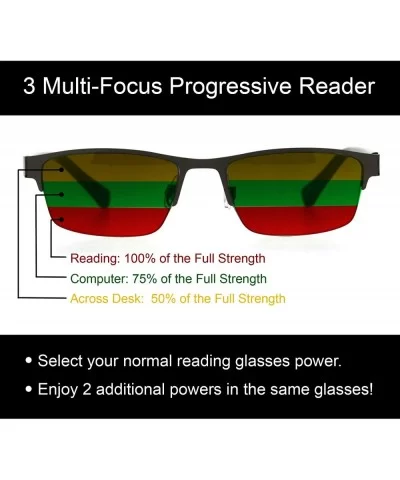 Multi-Focus Progressive Reading Glasses 3 Powers in 1 Reader Spring Hinge Metal - Red Gold - CV1988ZMA72 $23.39 Rectangular