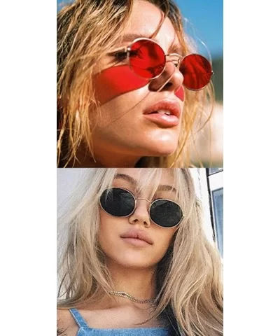 Metal Oval Sunglasses Hippie BOHO Style - CS18GMU8GUD $11.13 Oval