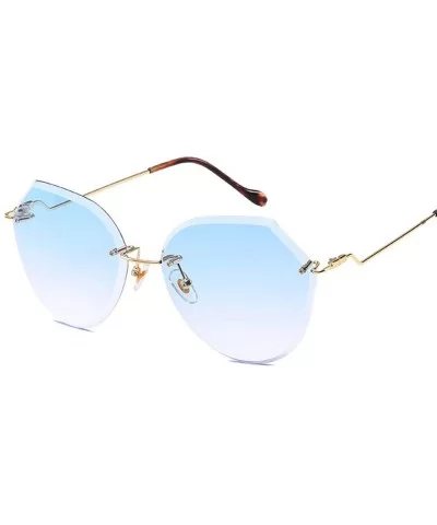 Polygonal Rimless Sunglasses Gradually Changed Into Marine Lenses Sunglasses Individual Sunglasses - CC18TILRW9K $13.79 Goggle