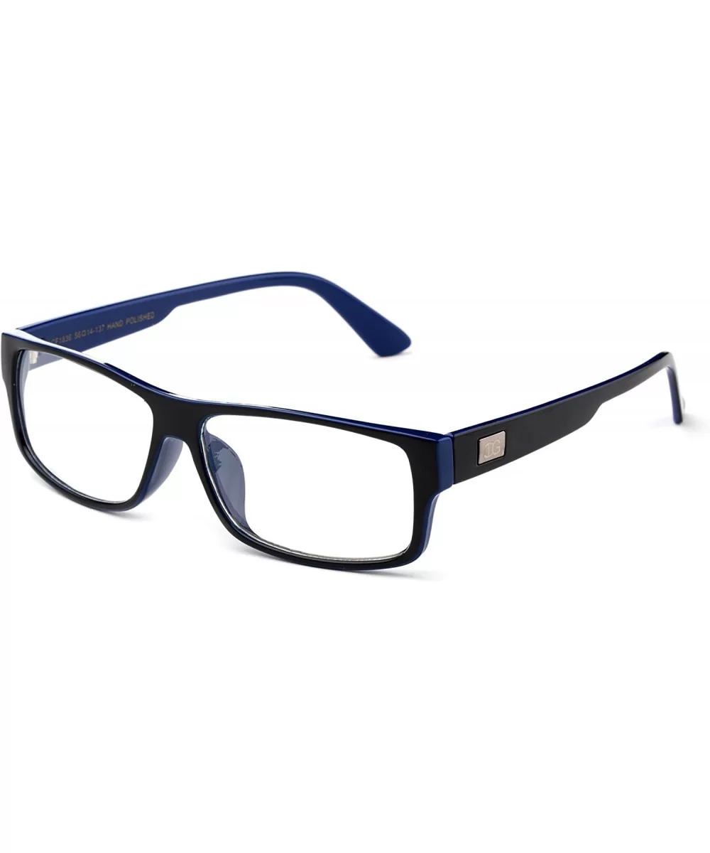 "Kayden" Retro Unisex Plastic Fashion Clear Lens Glasses - Black/Navy 2 - CB1270B3HR1 $11.41 Square