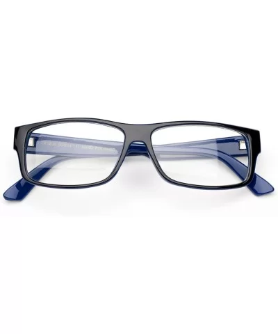 "Kayden" Retro Unisex Plastic Fashion Clear Lens Glasses - Black/Navy 2 - CB1270B3HR1 $11.41 Square