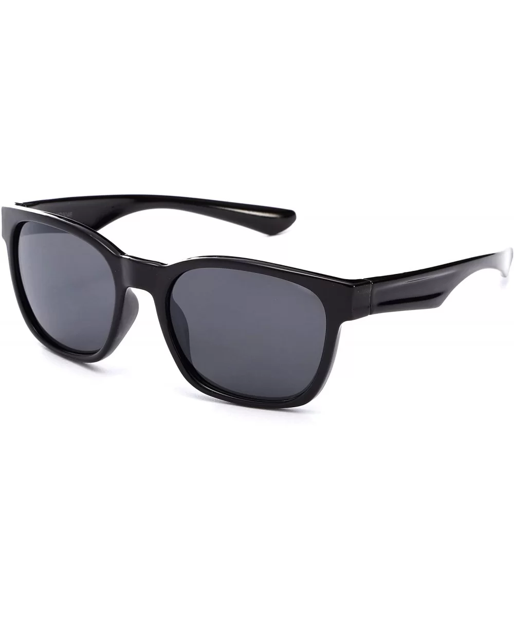 "Commander" Fashion Round Sunglasses with Temple Design UV 400 Protection - Black/Smoke - CV12N5MA3W4 $12.33 Round