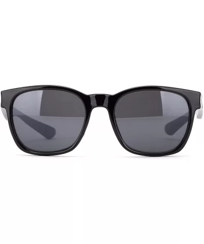 "Commander" Fashion Round Sunglasses with Temple Design UV 400 Protection - Black/Smoke - CV12N5MA3W4 $12.33 Round