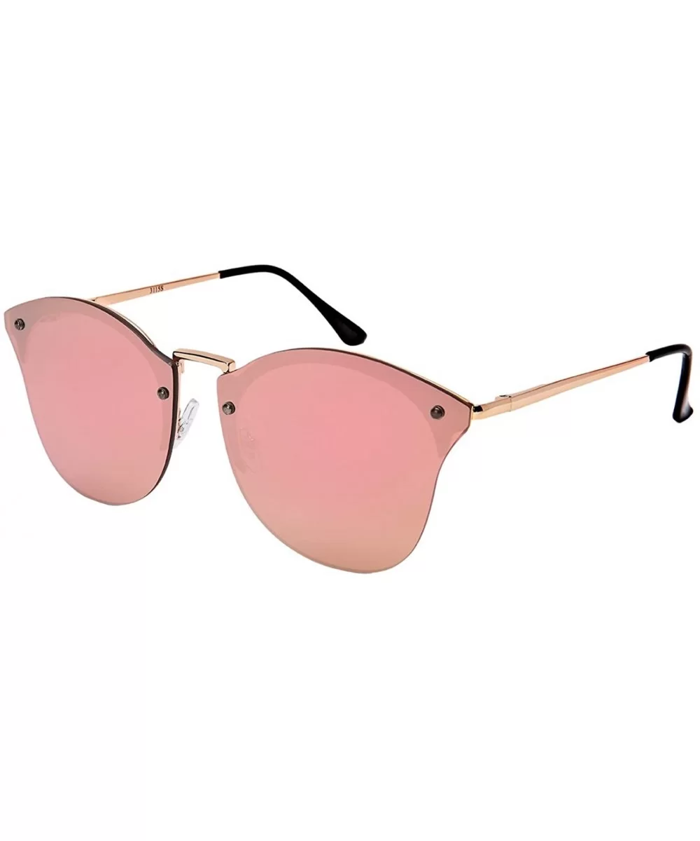 Cat Eye Sunglasses with Spring Hinge and Flat Colored Mirror Lens 3115S-FLREV - Rose Gold - CV182YEWZ7I $11.97 Oval