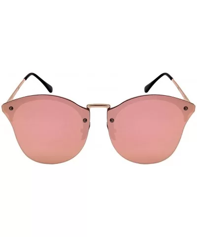 Cat Eye Sunglasses with Spring Hinge and Flat Colored Mirror Lens 3115S-FLREV - Rose Gold - CV182YEWZ7I $11.97 Oval