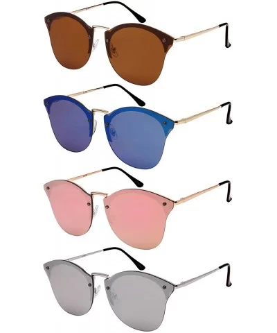 Cat Eye Sunglasses with Spring Hinge and Flat Colored Mirror Lens 3115S-FLREV - Rose Gold - CV182YEWZ7I $11.97 Oval