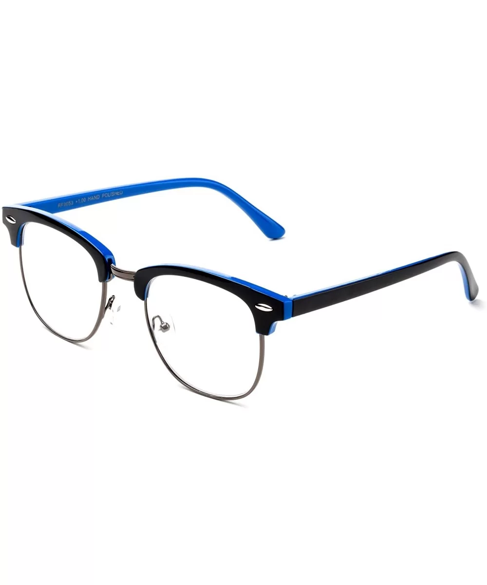 Babo" Slim Oval Style Celebrity Fashionista Pattern Temple Reading Glasses Vintage - Black/Blue - CT182YON0RW $11.90 Square