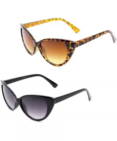 CatEye Women Sunglasses Gift Box Retro Horn Rimmed Eye Frame - Black & Tortoise - CC12NS35V2Q $11.94 Wrap