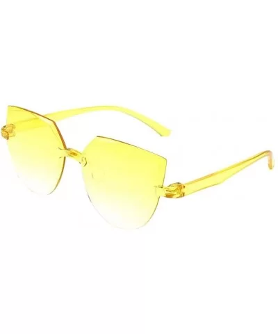 Unisex One Piece Jelly Candy Colorful Eyewear Transparent Frameless Multilateral Shaped Sunglasses - H - CC1900ECSCI $12.83 O...