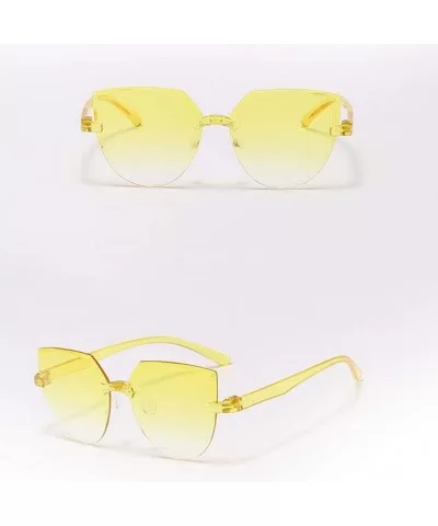 Unisex One Piece Jelly Candy Colorful Eyewear Transparent Frameless Multilateral Shaped Sunglasses - H - CC1900ECSCI $12.83 O...