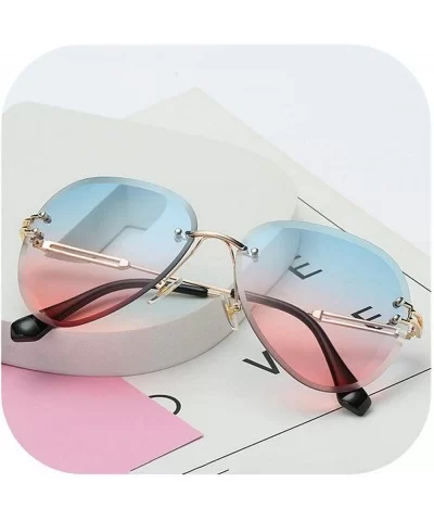 RimlSunglasses Women Fashion Sun Glasses Metal Farme Gradient Shades Cutting Lens FaGoggles UV400 - Blue Pink - CJ197Y796ZE $...