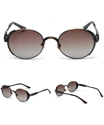 2020 retro punk wind polarized sunglasses unisex fashion personality designer driving glasses - Tea - CK193MZA9HA $18.43 Round