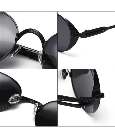 2020 retro punk wind polarized sunglasses unisex fashion personality designer driving glasses - Tea - CK193MZA9HA $18.43 Round