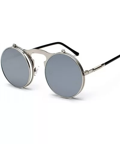 Metal Steampunk Sunglasses Men Women Round Glasses Retro Frame Vintage Sun Glasses Male - Silversilver - CO198XRSOCS $15.66 S...