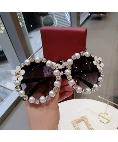 18 Design Summer Sunglasses Women Sweet Flower Rhinestone Round Sun Glasses Vintage Retro Beach Ladies Shades - CE198A5EUIH $...