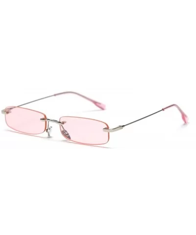 2020 Retro Small Frameless Square Candy Color Sunglasses Fashion Lady Fashion Designer Rectangular Frame - Pink - CO193ACNNYW...