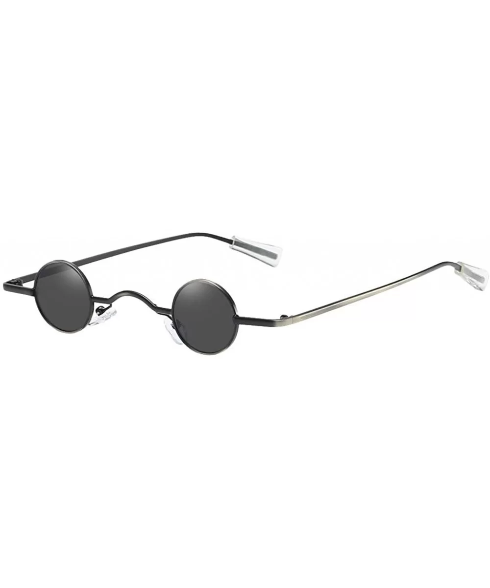 Vintage Small Round Hip Hop Sunglasses Men Women Classic Retro Designer Style Glasses - Black - CK196REEOEZ $13.24 Round