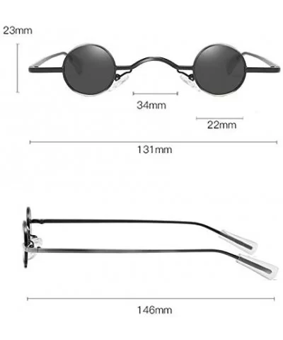 Vintage Small Round Hip Hop Sunglasses Men Women Classic Retro Designer Style Glasses - Black - CK196REEOEZ $13.24 Round