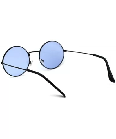 Retro Vintage Flat Color Circle Round Lens Sunglasses - Black Light Blue - C218WOOAMA0 $13.95 Square